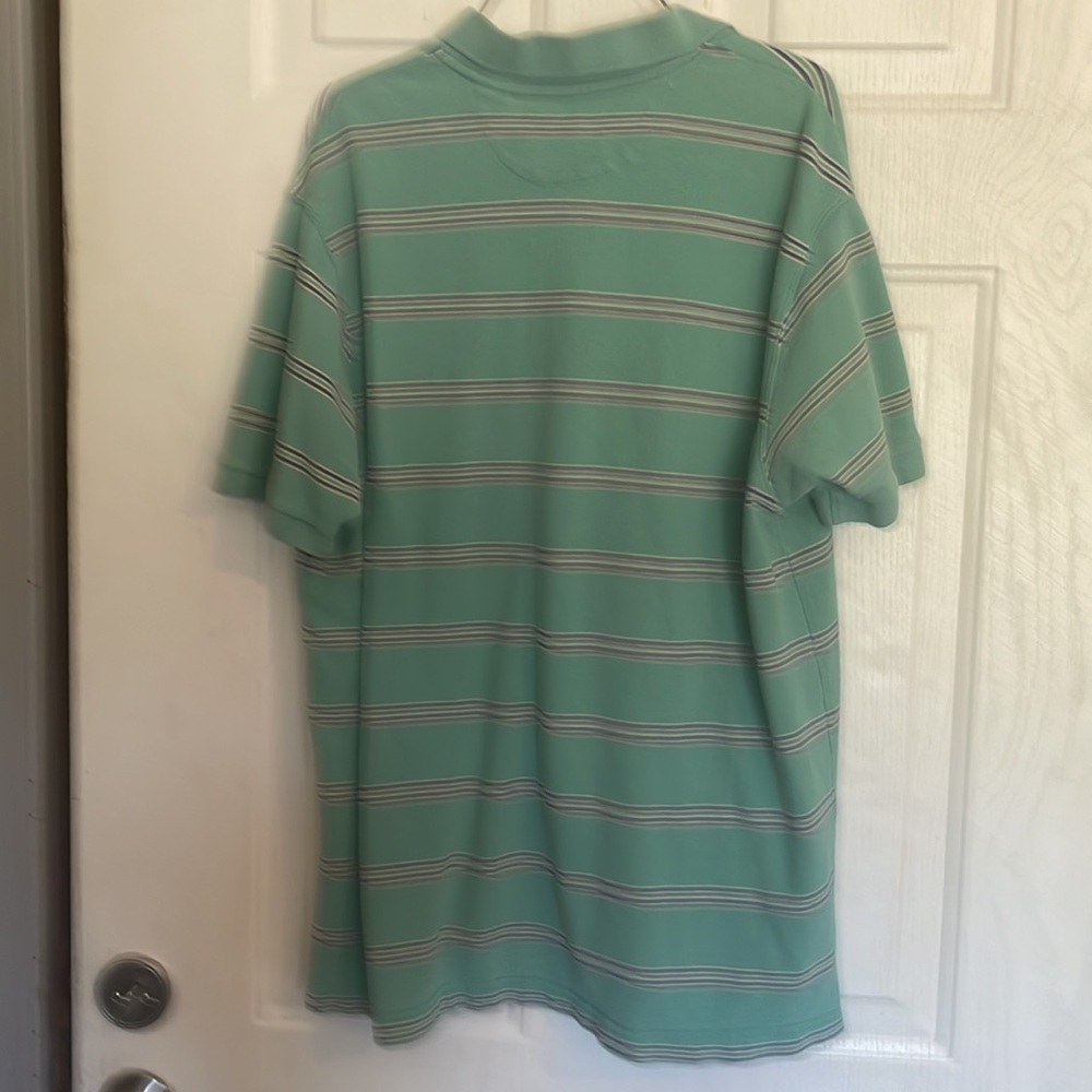 Chaps Sz: XL Men’s Mint Green w/ Navy Stripe Polo Shirt - Picture 3 of 4